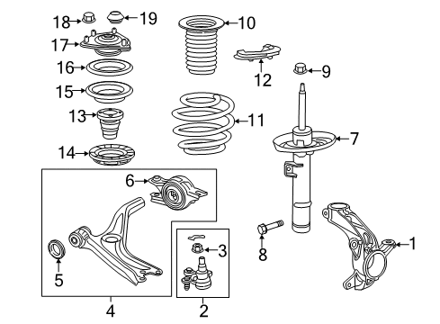 2017 Honda Civic CAP, FR- DAMPER MT Diagram for 51608-TBA-A01