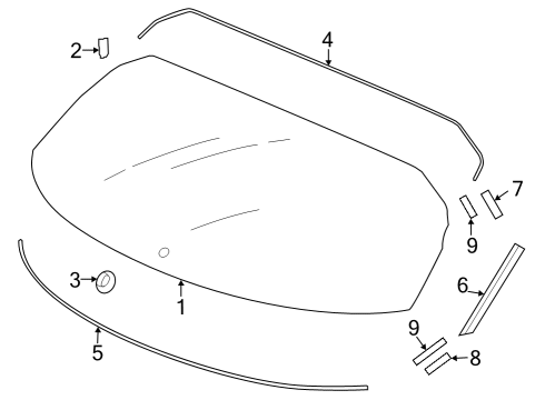 2024 Honda HR-V GLASS SET, RR Diagram for 73211-3W0-306