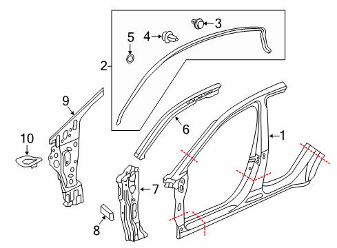 2022 Honda HR-V Aperture Panel, Hinge Pillar Diagram