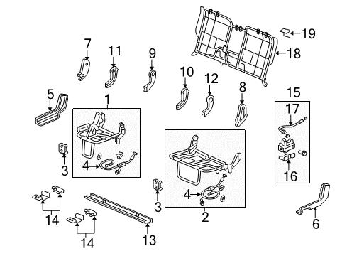 2022 Honda Ridgeline Rear Seat Components Diagram 3