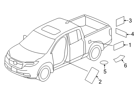 2022 Honda Ridgeline Information Labels Diagram