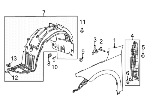 2023 Honda Civic W-PANEL, L- FENDER Diagram for 60260-T20-A00ZZ