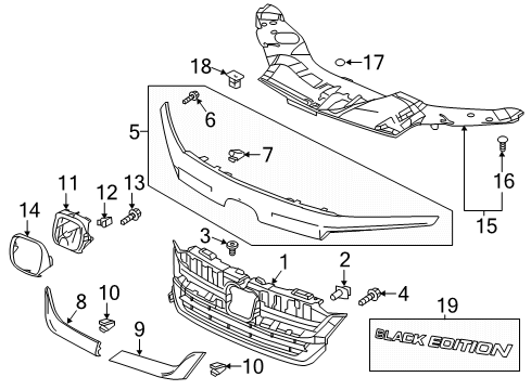 2022 Honda Pilot Grille & Components Diagram