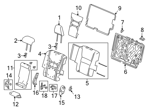 2023 Honda Passport Rear Seat Components Diagram 2