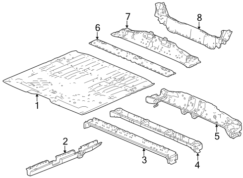 2024 Honda Pilot Floor & Rails Diagram