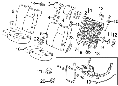 2022 Honda HR-V Rear Seat Components Diagram 1