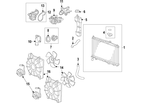 2022 Honda HR-V Cooling System, Radiator, Water Pump, Cooling Fan Diagram 2