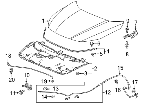 2020 Honda Insight LOCK ASSY-, HOOD Diagram for 74120-TXM-A02