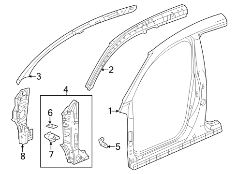 2023 Honda HR-V Aperture Panel, Hinge Pillar Diagram