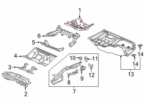 2022 Honda Insight Rear Floor & Rails Diagram