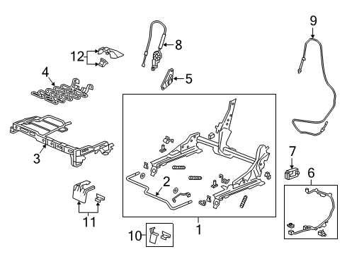 2023 Honda Passport Seats & Track Components Diagram 2