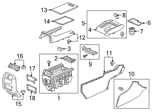 2023 Honda Passport Center Console Diagram