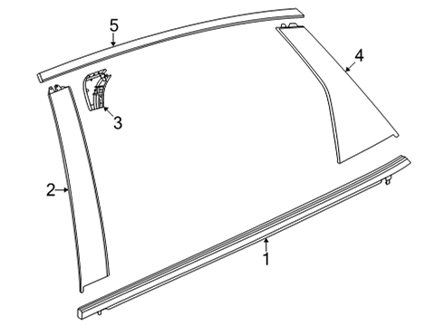 2023 Honda Civic MLDG, RR- R DR SASH Diagram for 72925-T20-A11