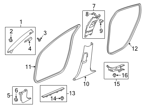 2022 Honda Accord Interior Trim - Pillars Diagram