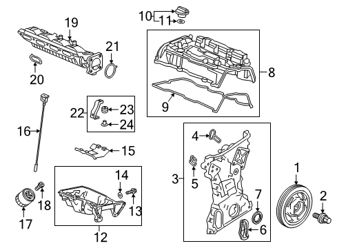 2022 Honda Accord Engine Parts, Mounts, Cylinder Head & Valves, Camshaft & Timing, Variable Valve Timing, Oil Pan, Oil Pump, Balance Shafts, Crankshaft & Bearings, Pistons, Rings & Bearings Diagram 3