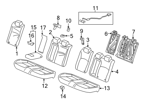 2022 Honda Insight Rear Seat Components Diagram