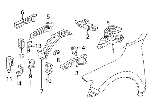 2022 Honda Insight Structural Components & Rails Diagram