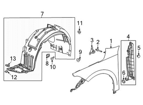 2023 Honda Civic W-PANEL, R- FR- FENDER Diagram for 60210-T60-A00ZZ