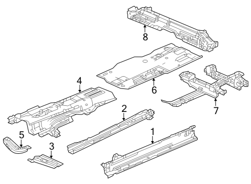 2023 Honda CR-V Hybrid Floor & Rails Diagram