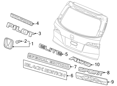 2022 Honda Pilot Exterior Trim - Lift Gate Diagram