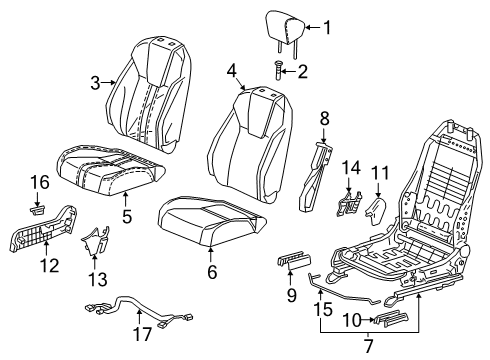 2022 Honda Insight Passenger Seat Components Diagram 2