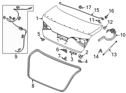 2022 Honda Civic LOCK ASSY-, TRUNK Diagram for 74851-T20-003