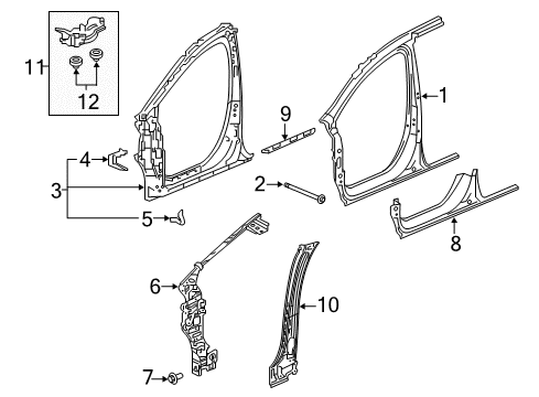 2023 Honda Odyssey Aperture Panel, Center Pillar, Hinge Pillar, Rocker Diagram