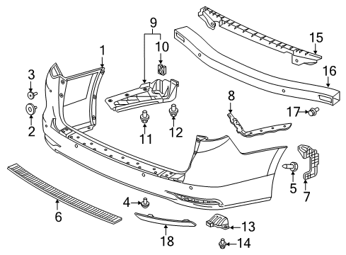 2023 Honda Odyssey Bumper & Components - Rear Diagram