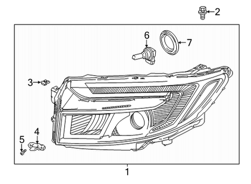 2023 Honda Ridgeline Headlamp Components Diagram