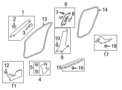 2022 Honda Insight Interior Trim - Pillars Diagram