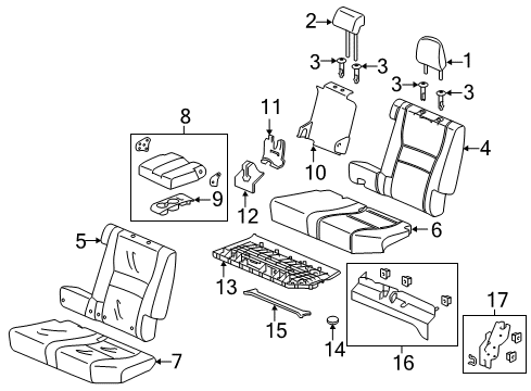 2022 Honda Ridgeline Rear Seat Components Diagram 2