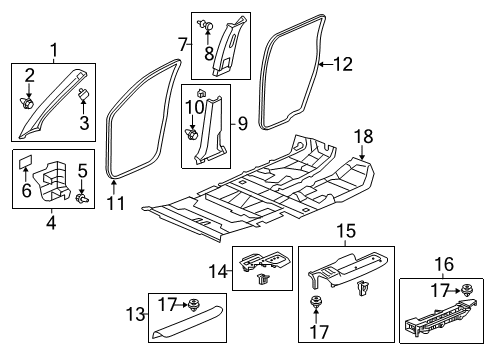 2022 Honda Pilot Interior Trim - Pillars Diagram