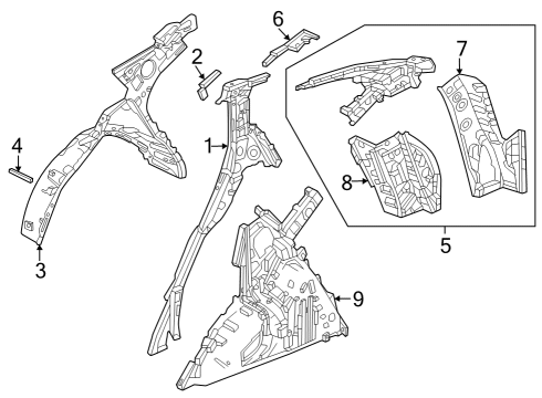 2023 Honda CR-V Hybrid Inner Structure - Quarter Panel Diagram