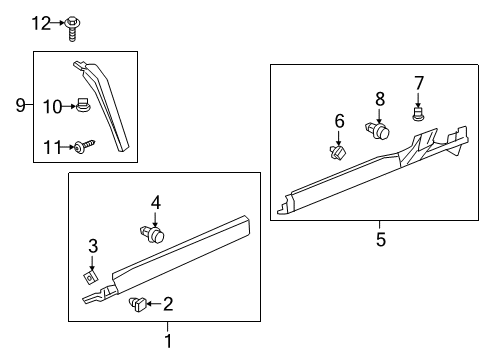 2023 Honda Ridgeline Exterior Trim - Pillars Diagram