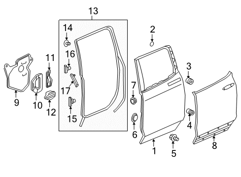 2023 Honda Ridgeline Door & Components Diagram 2