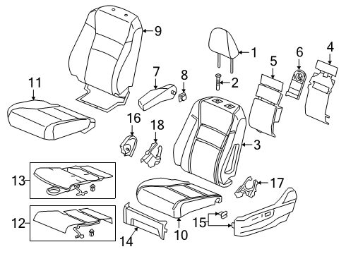 2023 Honda Passport Driver Seat Components Diagram