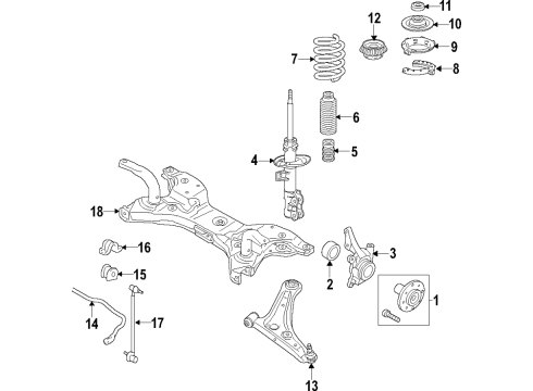 2022 Honda HR-V Front Suspension Components, Lower Control Arm, Stabilizer Bar Diagram 1