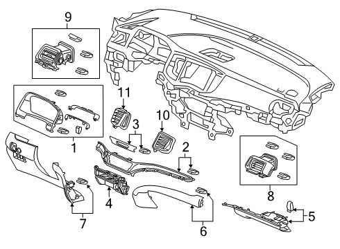 2022 Honda Passport Cluster & Switches, Instrument Panel Diagram 3