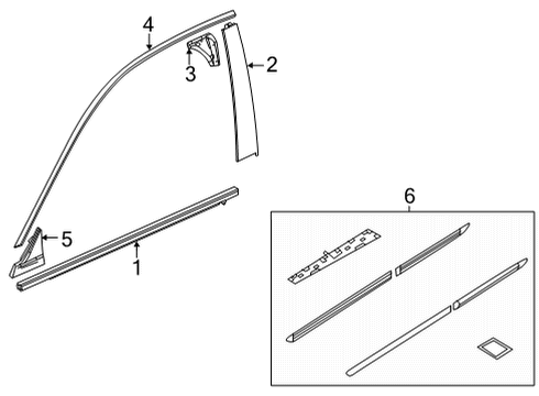 2023 Honda Civic Exterior Trim - Front Door Diagram 1