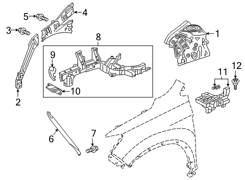 2023 Honda Passport Structural Components & Rails Diagram