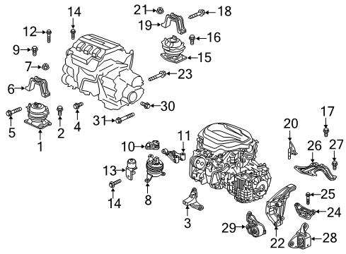 2024 Honda Odyssey Engine & Trans Mounting Diagram