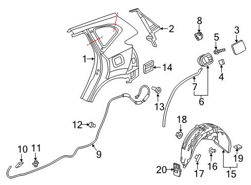 2022 Honda CR-V Hybrid Quarter Panel & Components Diagram