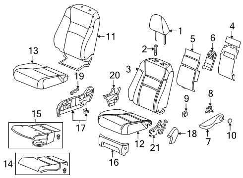 2023 Honda Passport Passenger Seat Components Diagram