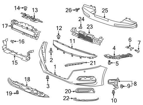 Face,FR Bumper Upr Diagram for 71105-TVA-A00ZZ