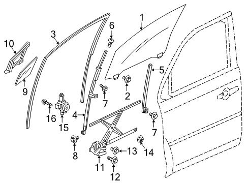 2023 Honda Passport Glass - Front Door Diagram