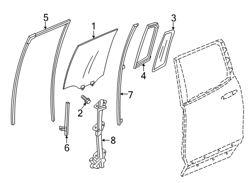 2022 Honda Ridgeline Front Door Glass & Hardware Diagram 4