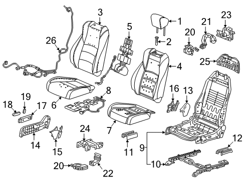 2022 Honda Accord Passenger Seat Components Diagram 1