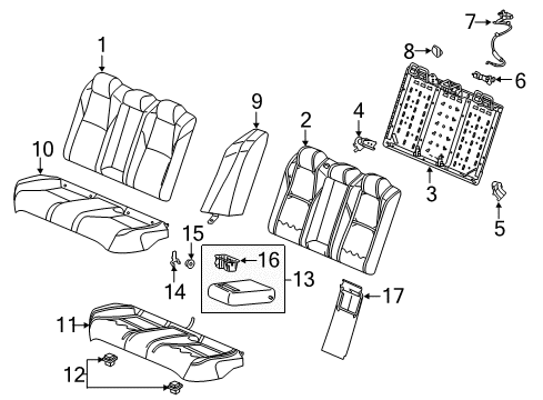 2022 Honda Accord Hybrid Rear Seat Components Diagram 2