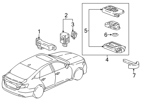 2022 Honda Insight Keyless Entry Components Diagram