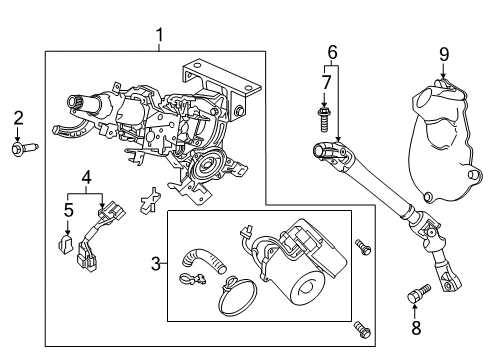 2022 Honda Ridgeline Steering Column Assembly Diagram